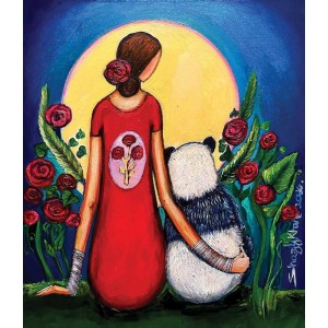 Shazly Khan, Bedtime stories, 20 x 20 Inch, Acrylic on Canvas, Figurative Paintings, AC-SZK-148